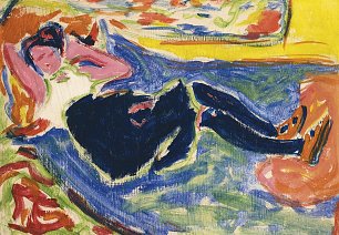Ernst Ludwig Kirchner FRAU MIT SCHWARZEN STRUEMPFEN DIE SCHWARZE GRETE Wandbild